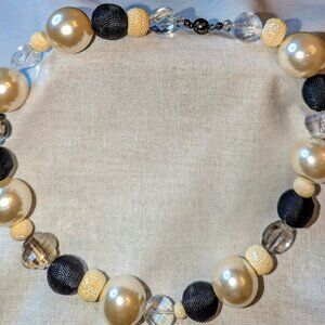 New black and white multi-bead choker style necklace